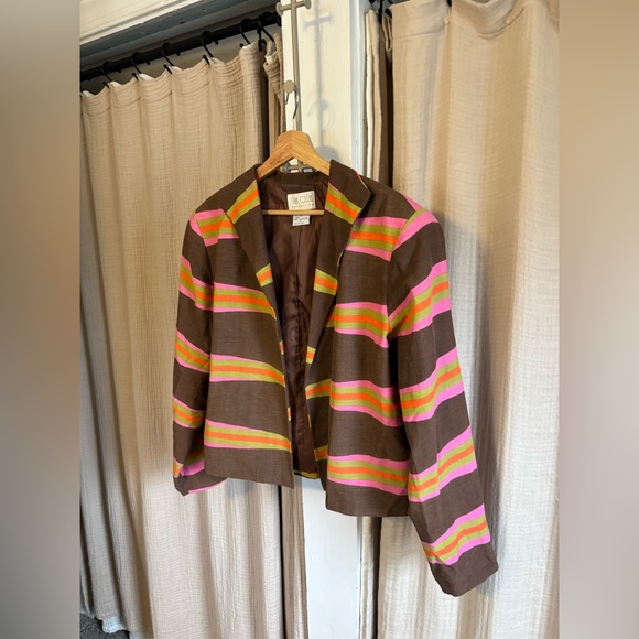 Vintage Silk Club Silk and Linen Open Blazer- XL - Picture 2 of 7